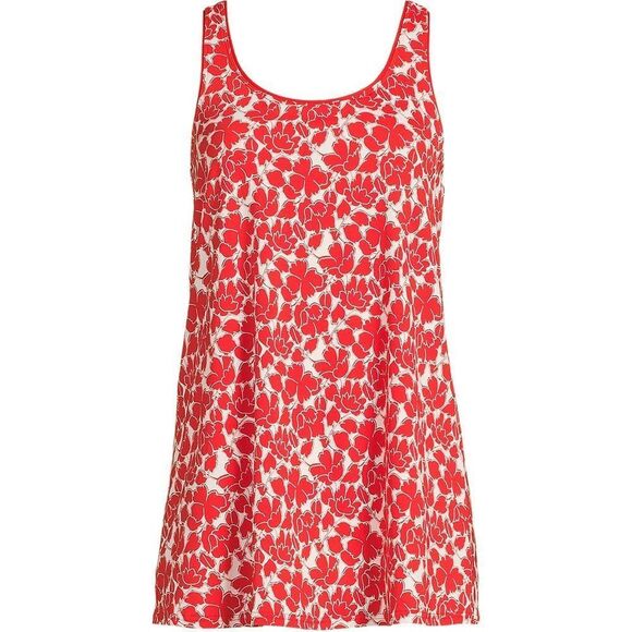 Land's End Plus Size Scoop 1 piece swim dress navy cobalt mosaic Geo border 2X - Picture 1 of 5